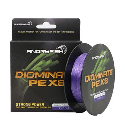 Anti-bite PE braided fishing line 300m spool in black, blue, green, purple, or yellow, wire numbers 0.8 to 8.0.