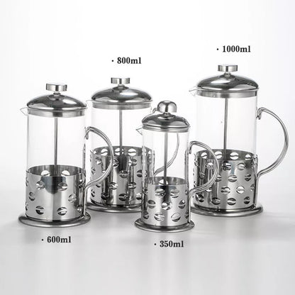 Hand-washing coffee pot with stainless steel and glass in bean pattern design