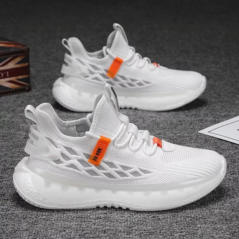 Men's Casual Woven Mesh Sneaker in various colors, showcasing breathable design and comfortable fit