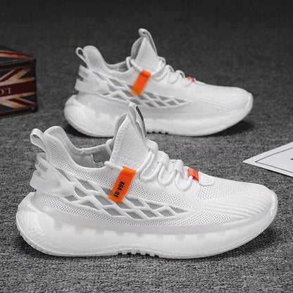 Men's Casual Woven Mesh Sneaker in various colors, showcasing breathable design and comfortable fit