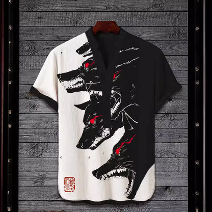 Men's 3D digital animal print short sleeve T-shirt on a hanger, available in multiple colours and sizes up to 5XL.