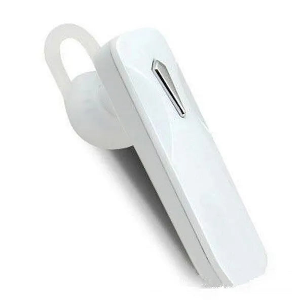 M163 black and white car Bluetooth stereo headset with control buttons for calls and music.