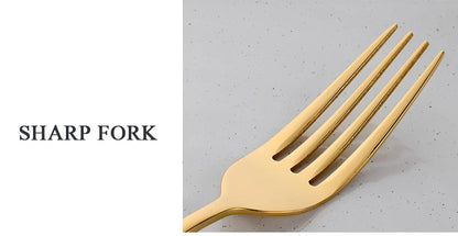 Four-piece stainless steel cutlery set with mirror polish finish, western style design