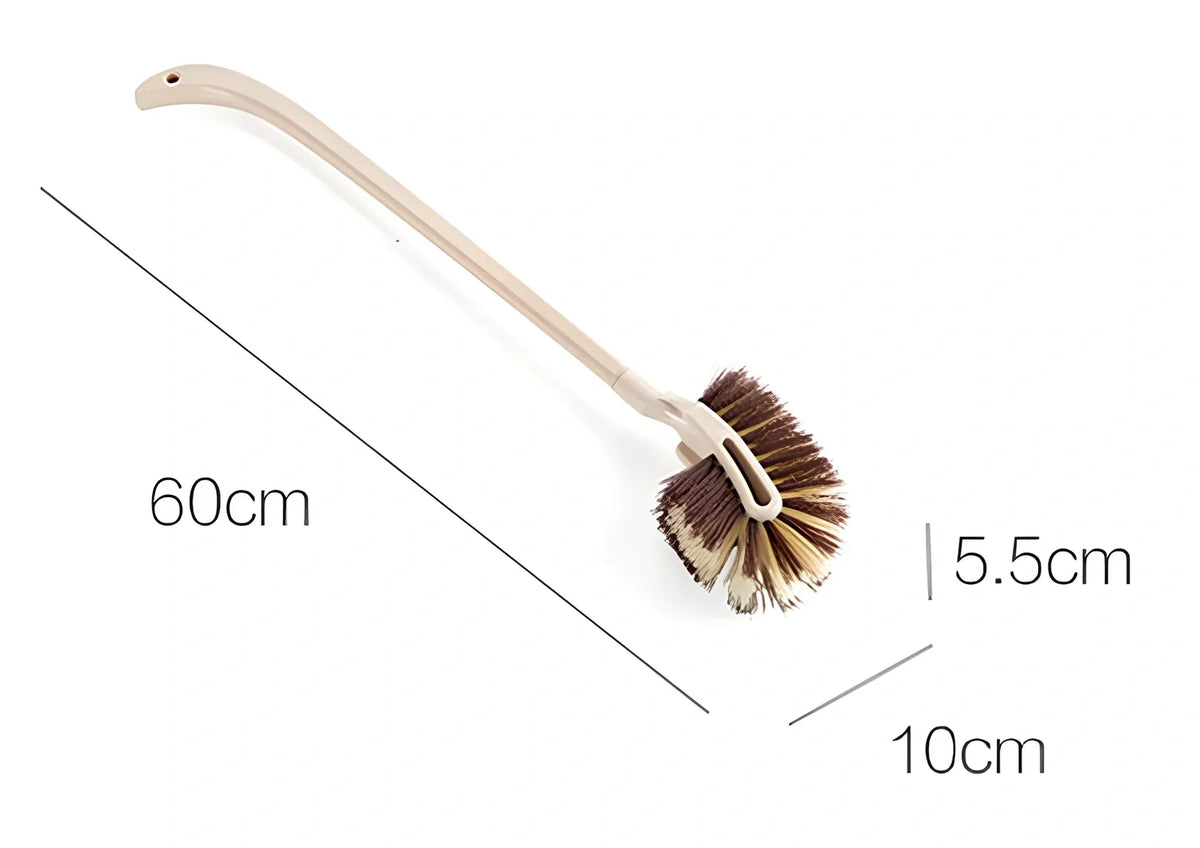 Brown imitation wood long handle toilet brush measuring 60cm with PP construction