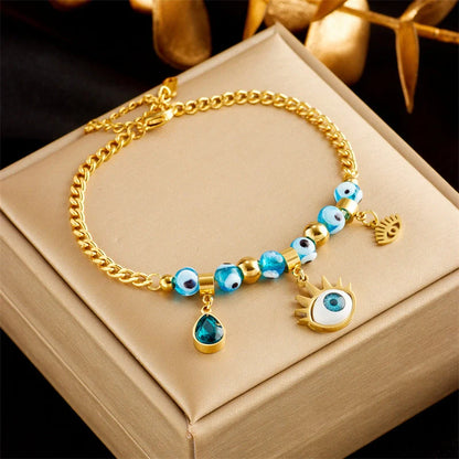 Gold plated punk fashion double layer bracelet with snake chain design