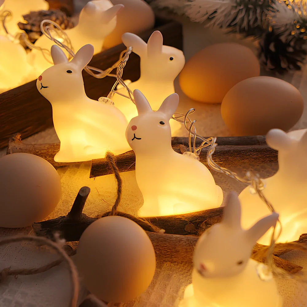 Easter plastic egg lamp with 10 warm white LED bulbs on 1.5m cord with dimming control