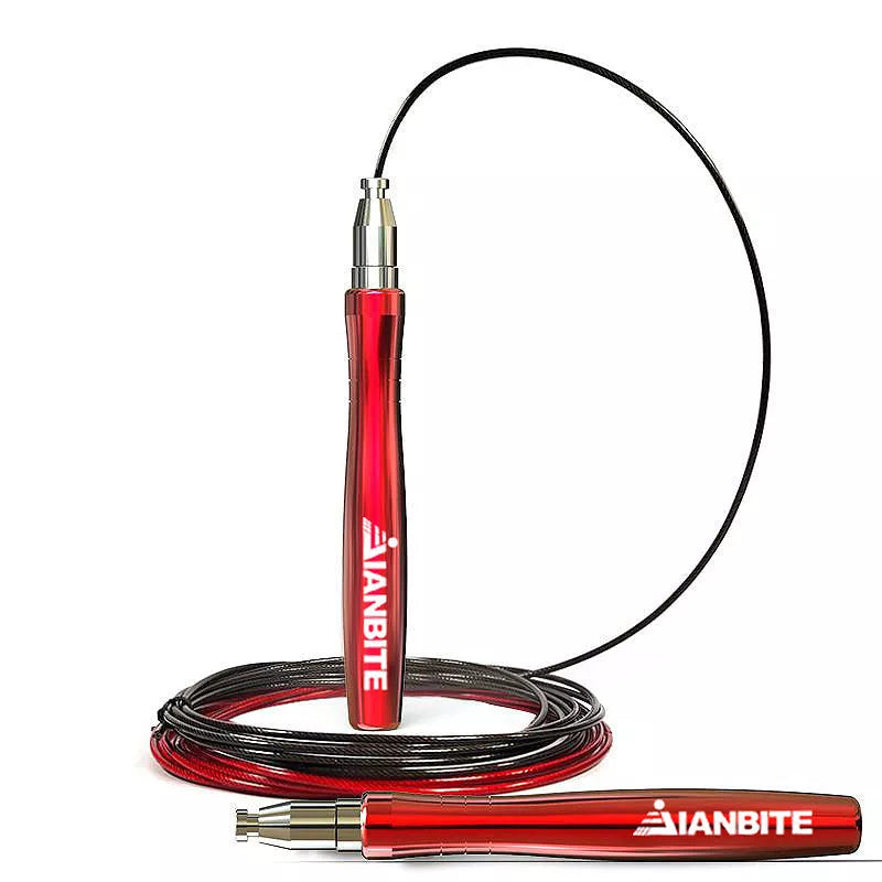 Sports skipping rope with aluminum alloy handles and PVC-coated wire for durability and performance