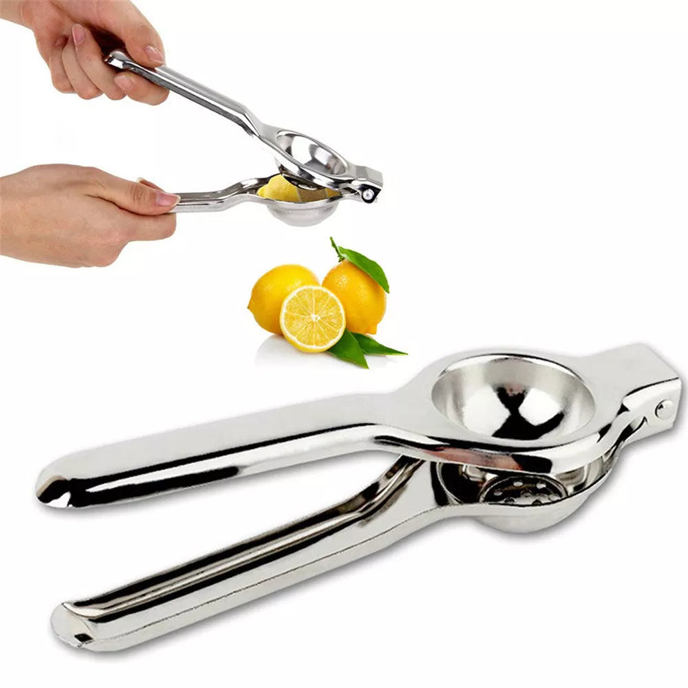 Stainless steel manual juicer for lemons and limes with seed-free design