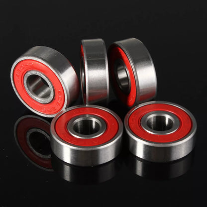 Anti-rust skateboard in-line bearing set with ABEC 9 precision and red TN engineering plastic