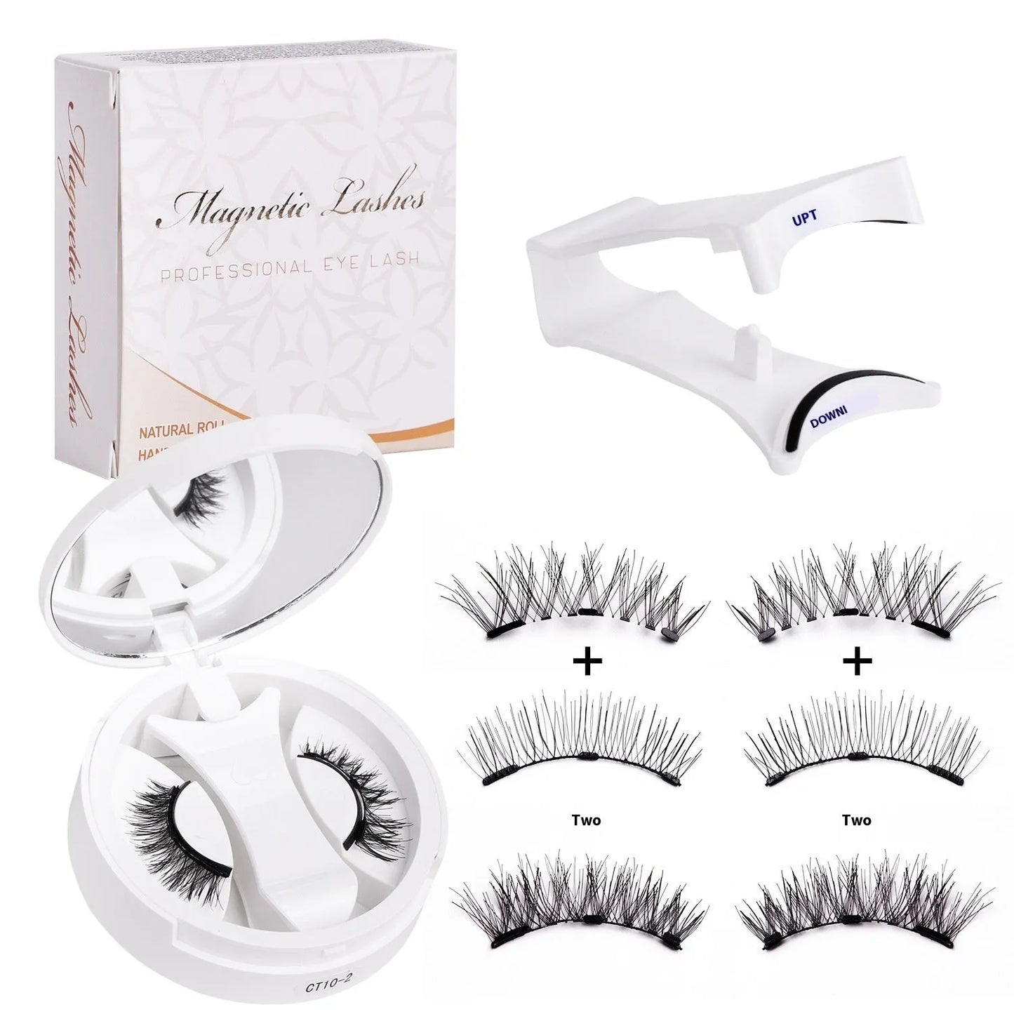 Magnetic false eyelashes with integrated soap holder compartment, portable cosmetic organiser