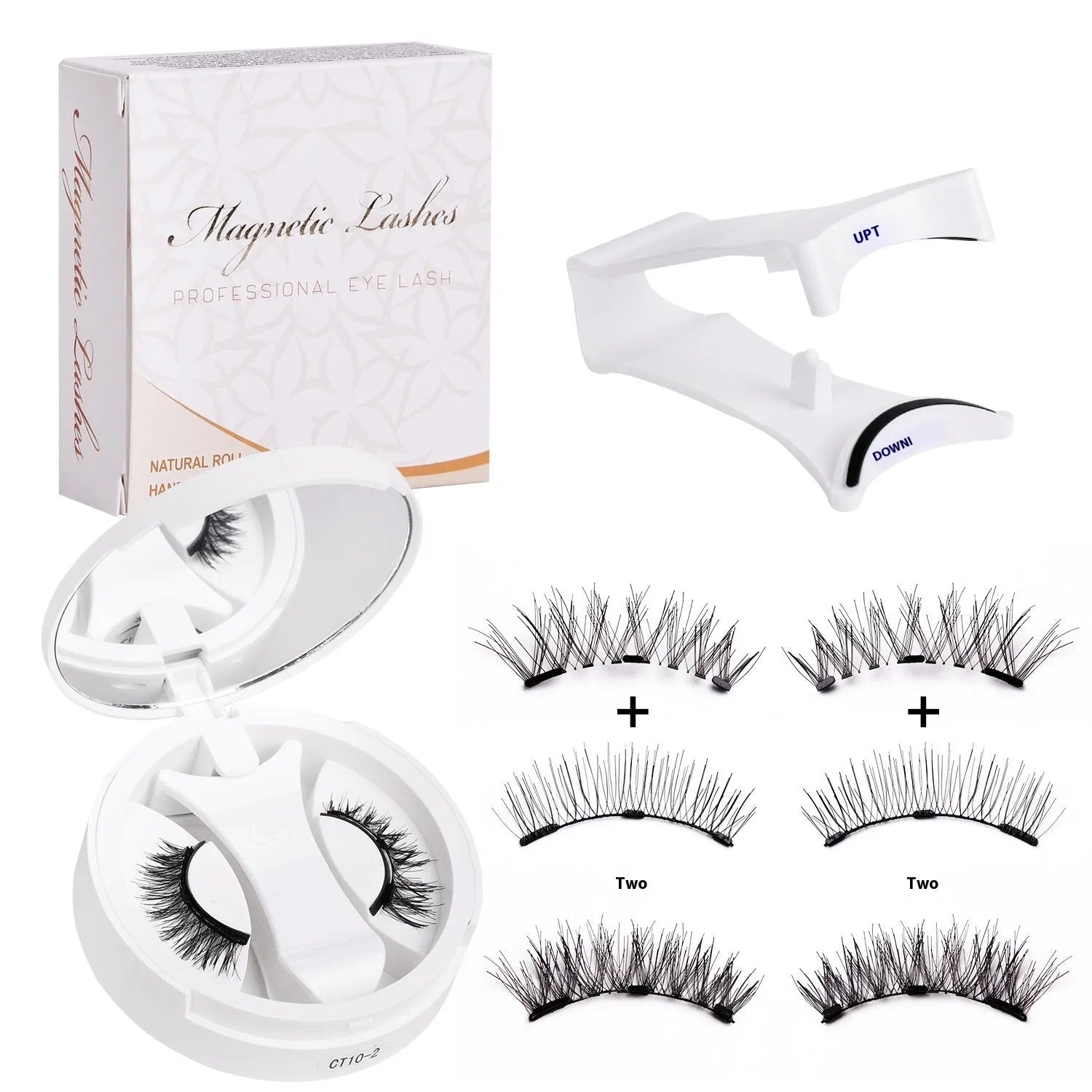 Magnetic false eyelashes with integrated soap holder compartment, portable cosmetic organiser