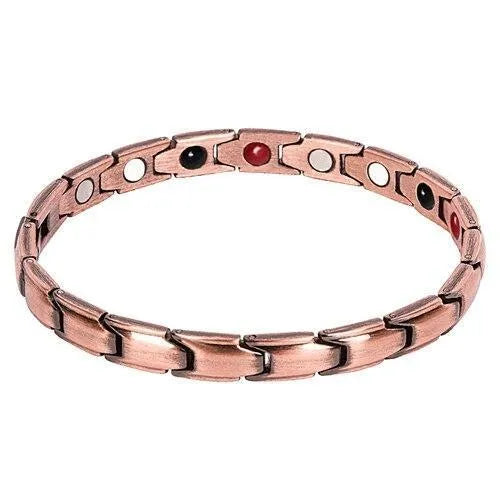Metal rhombus therapy bracelet in black, bronze, gold, or silver, available as single or multi-pack for arthritis and slimming support.