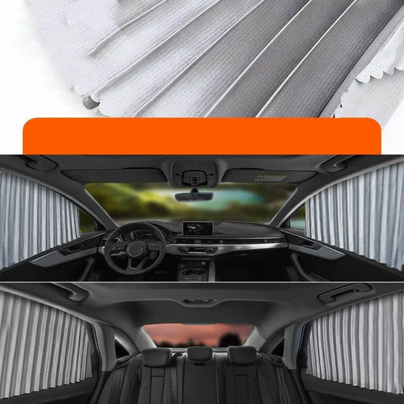 Auto retractable car sun curtain for windshield sunscreen protection in black colour