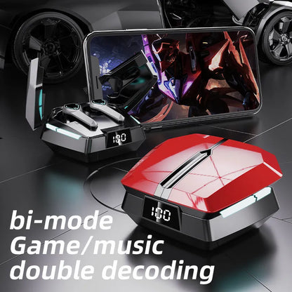 E-sports wireless in-ear Bluetooth headset with digital display, breathing light, PC ABS body, silver red yellow or white