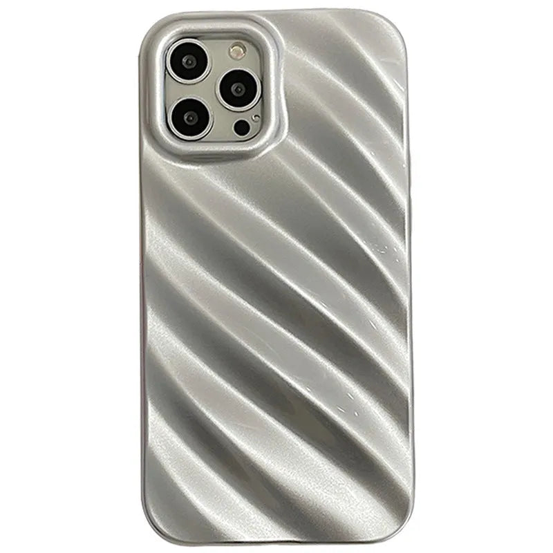 Ins Style simple pleated silicone phone case for Apple iPhone in a Nordic design colour.
