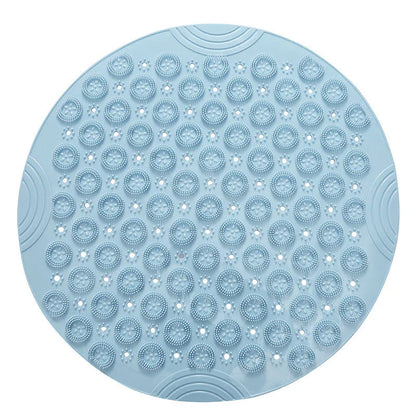 Textured round shower mat with anti-slip surface, massage nodules, and drainage holes for a comfortable and safe bathing experience