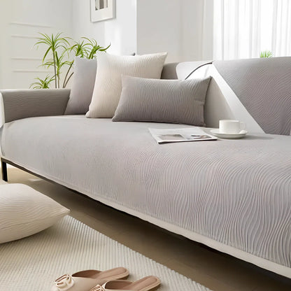 Four Seasons anti-slip sofa cover in chenille fabric with non-slip backing for leather protection