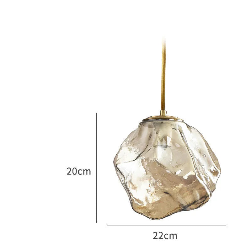 Glass ice cube chandelier in smoky grey, cognac or clear with black hanging wire, 11W-15W LED, 4000K