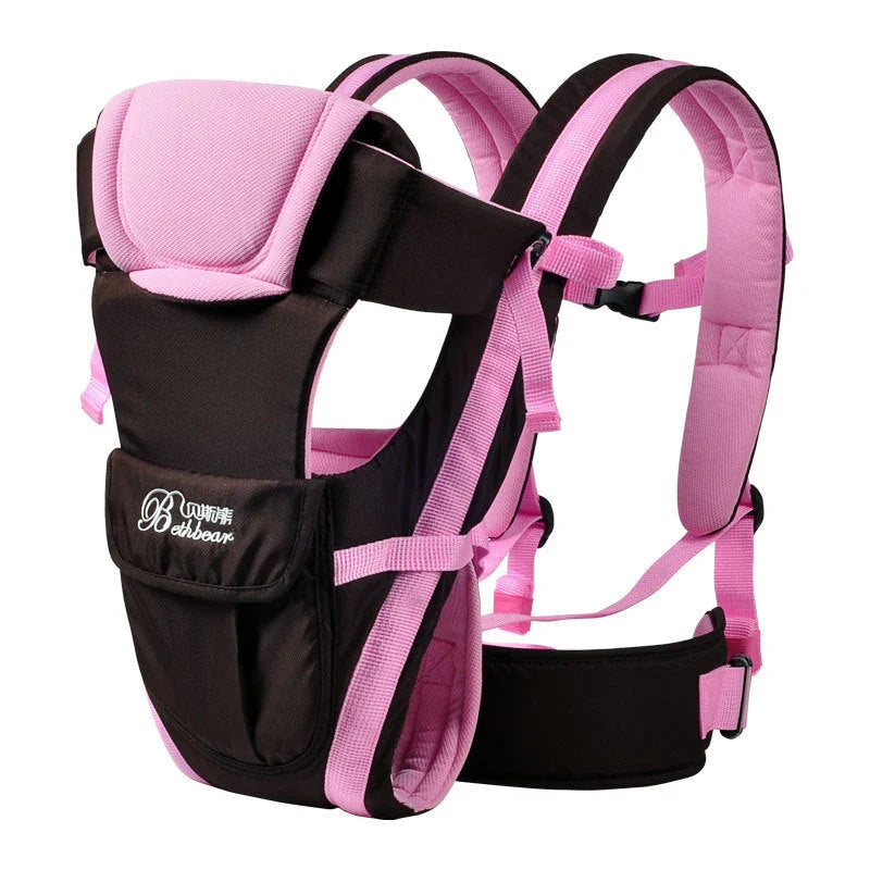 Comfortable and versatile baby carrier with four carrying positions, designed for hands-free parenting and maximum back support.