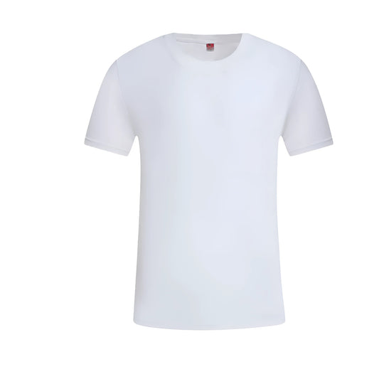 White cotton pullover overalls with a pattern, short sleeves, and a round neck on a teenager.