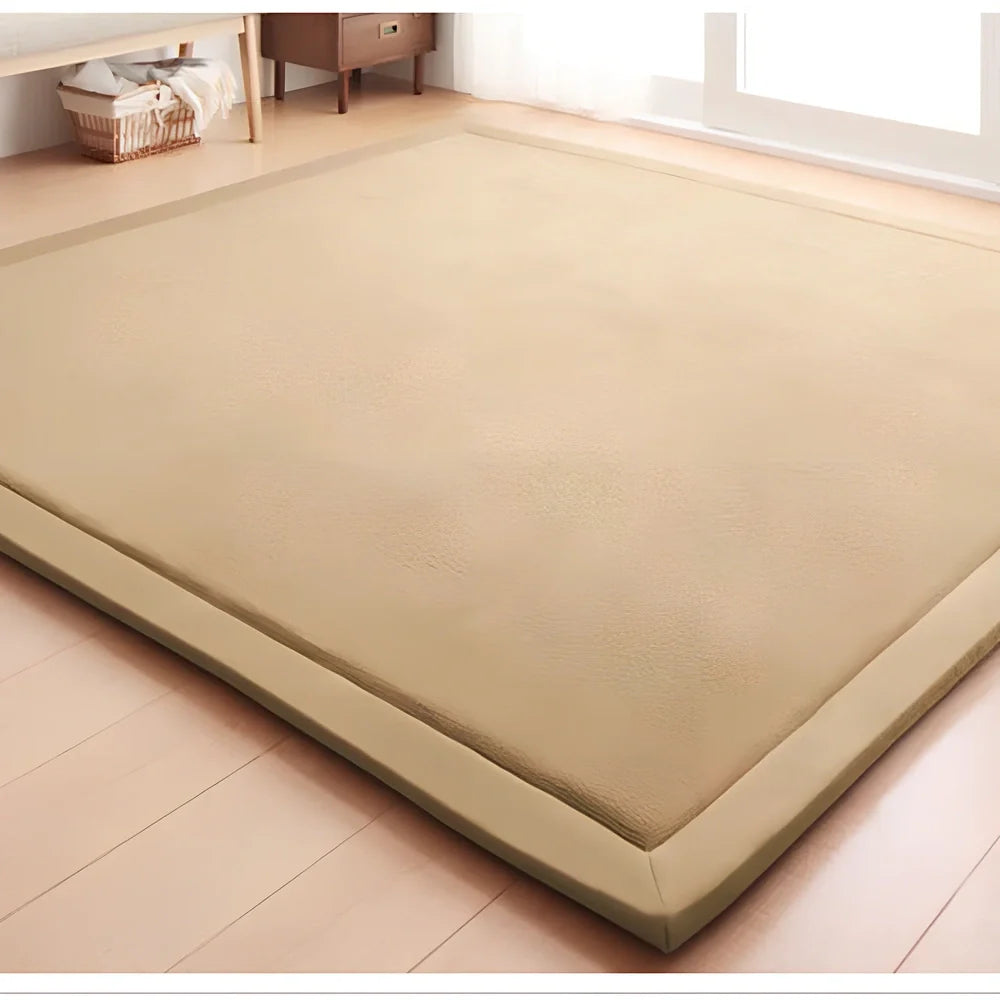 Thick coral velvet tatami mat with 2-3cm pile height for baby crawling protection on floors