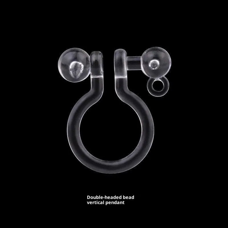 Transparent U-shaped plastic resin ear clip converter for stud earrings, unisex, single piece