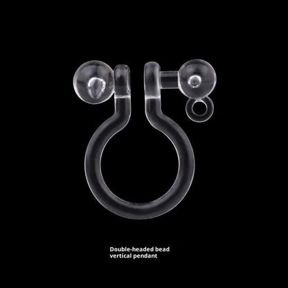 Transparent U-shaped plastic resin ear clip converter for stud earrings, unisex, single piece