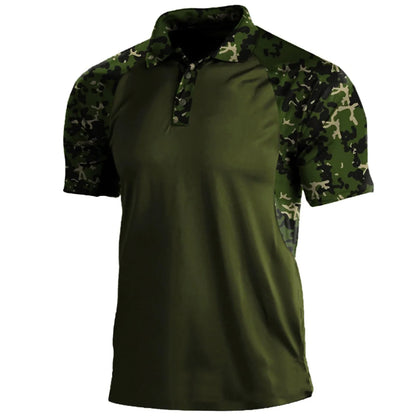 Men's striped short-sleeved polo shirt with lapel collar and zip front in polyester fibre, summer top in sizes S to XXXL