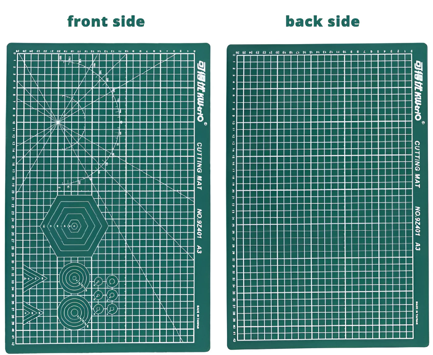 A3 self-healing cutting mat with centimetre grid in black, green, or grey colours