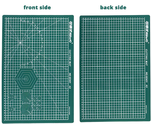 A3 self-healing cutting mat with centimetre grid in black, green, or grey colours