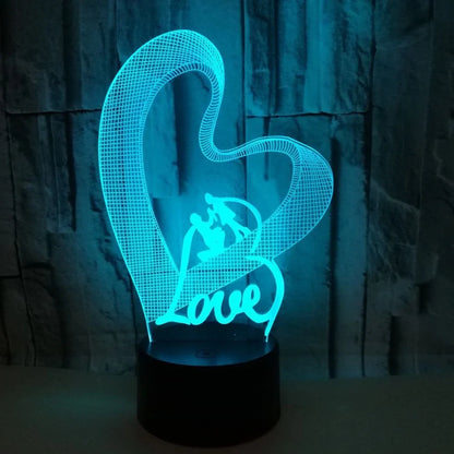 3D LED colourful night light with black base, acrylic shade, and touch/remote controls