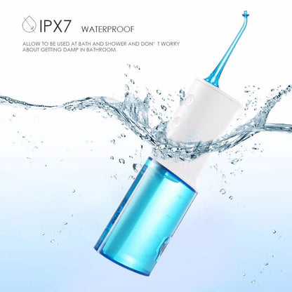 Powerful cordless oral irrigator with 3 cleaning modes, large water tank, and stable voltage control for efficient and gentle teeth cleaning