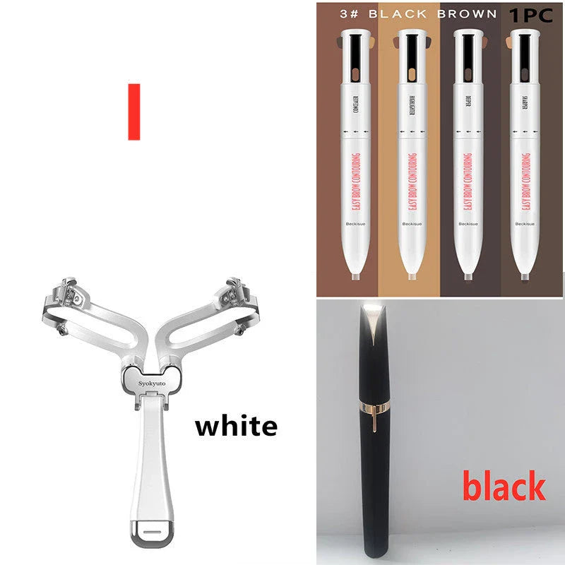 Adjustable 3-in-1 eyebrow shaping set with LED light, eyebrow pencil, and trimmer for perfect, professional-looking brows