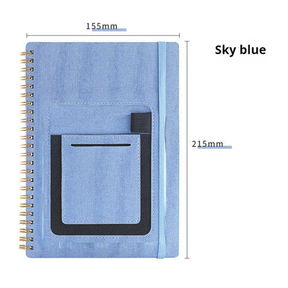 Coil-bound erasable notebook with stone paper pages and multiple cover colour options