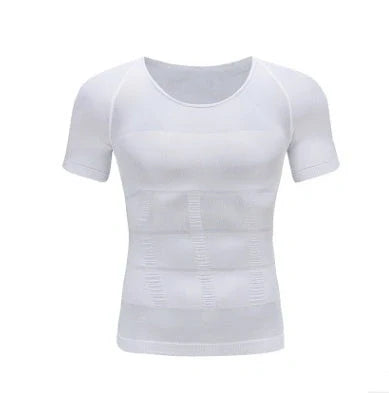Men's Slimming Compression Chest Workout Tee in Blue, Black, and White colors