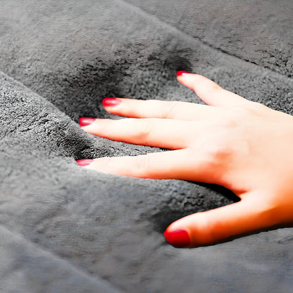 Memory foam bathroom carpet with coral fleece surface and non-slip latex backing in beige colour