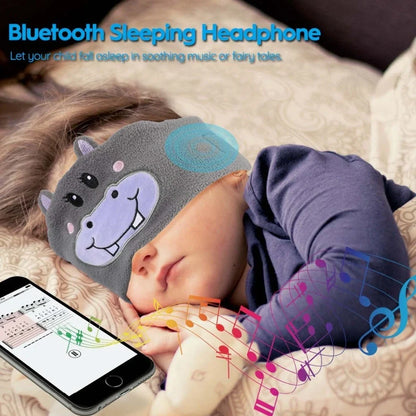 Bluetooth animal headband sleep mask with dinosaur hood showing integrated speakers and wireless design