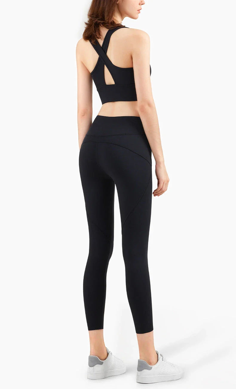 Premium Shock-Absorbing Sports Bra with Stylish V-Back Design for Active Women