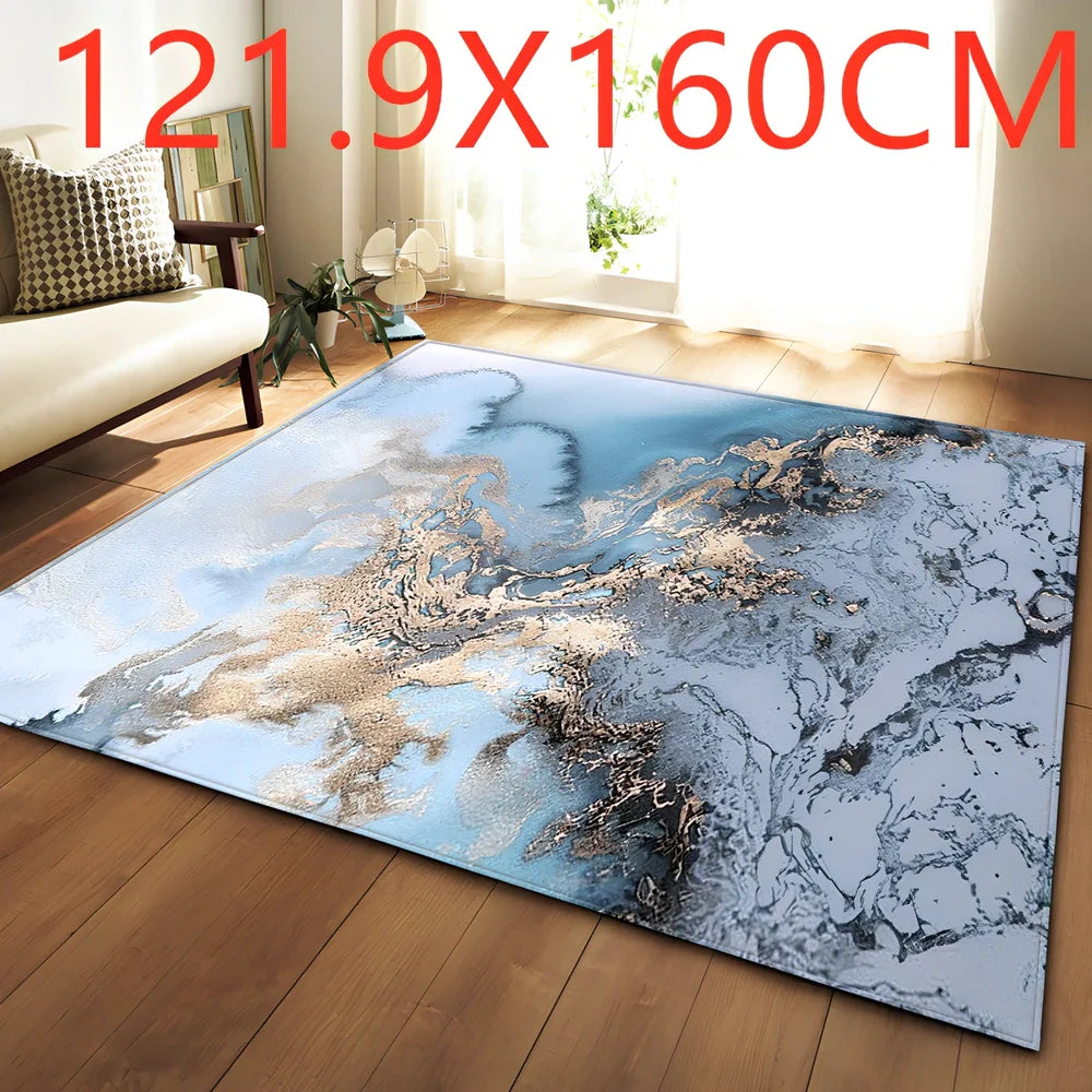 Rectangular polyester fibre carpet with marble pattern in 121.9x160cm and 50x80cm sizes