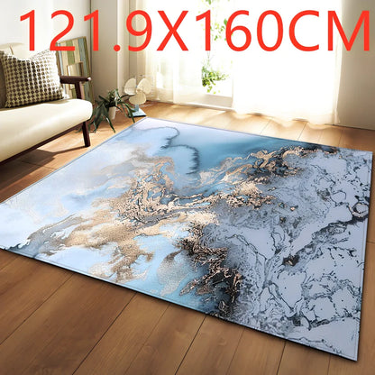 Rectangular polyester fibre carpet with marble pattern in 121.9x160cm and 50x80cm sizes