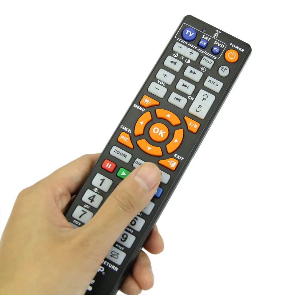 Black L336 learning remote control for audio and electronic equipment.