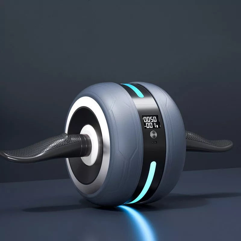 Automatic Rebound Abdominal Wheel with smart counting feature in gray