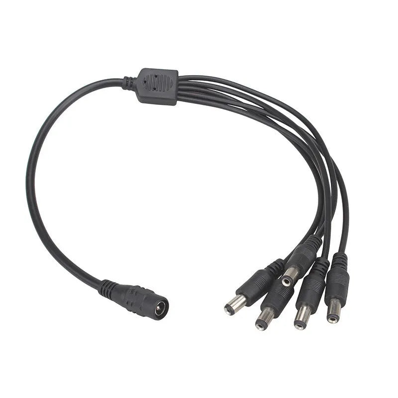 Black 0.39 metre monitoring power cord with DC 1-to-4 splitter and 5.5mm connectors