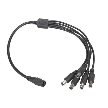 Black 0.39 metre monitoring power cord with DC 1-to-4 splitter and 5.5mm connectors