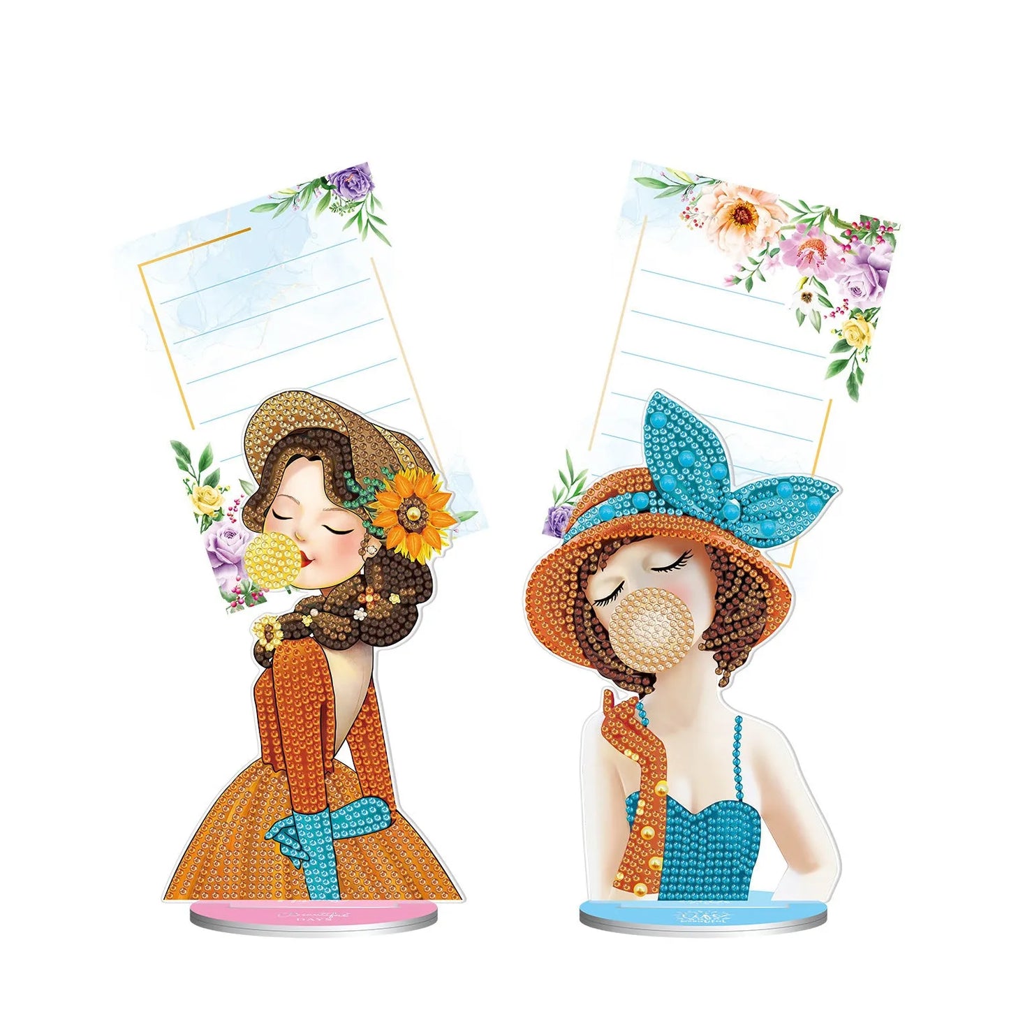 Diamond painting desktop note clip with frameless American style design, 19cm wide with note clip and decorative display