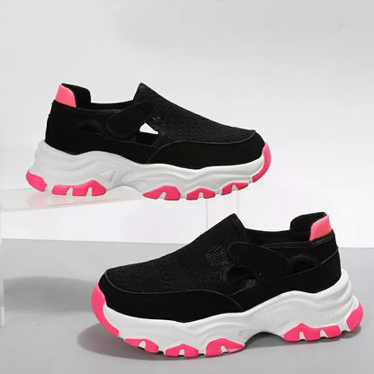 Women's mesh sport shoes with Velcro closure and round toe in various colors