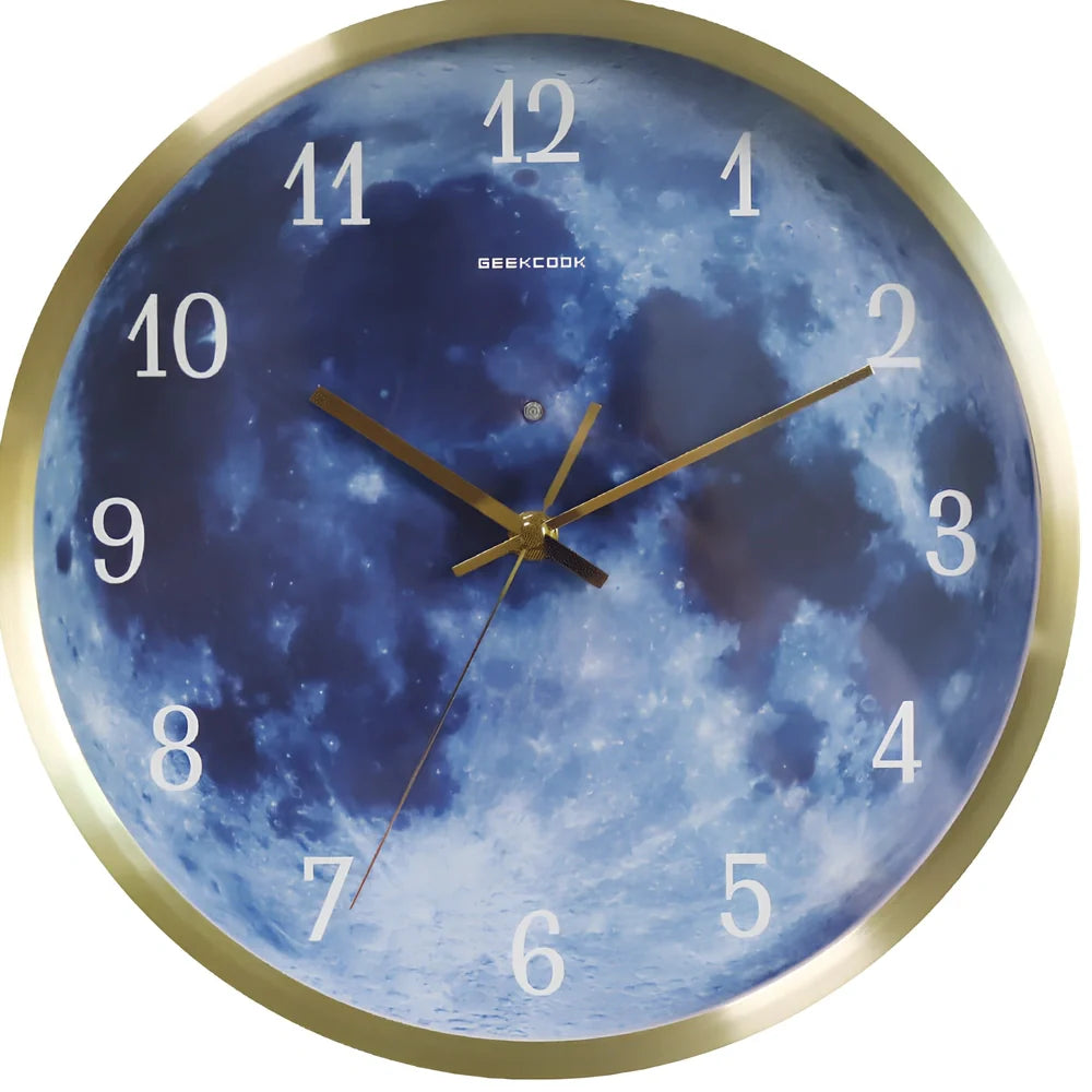12-inch sound control luminous wall clock with LED illumination and multiple metal frame colour options
