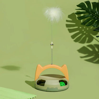 Cat toy stick with spinning ball attachment in multiple colour options