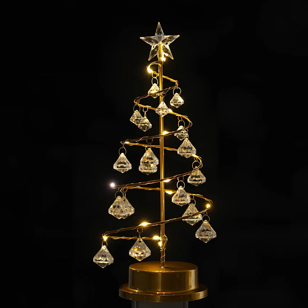 33cm tall crystal Christmas tree LED lights with warm white illumination and battery operation