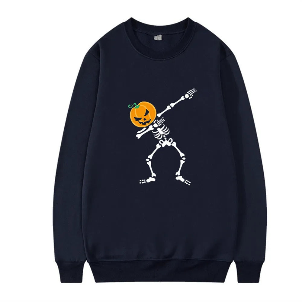 Women's printed crew neck long-sleeve top in black, red, yellow, white, or orange red colours